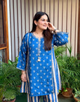 Blue Noor Boota Co-ord Set