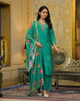 Emerald green organza suit set
