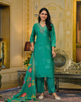 Emerald green organza suit set