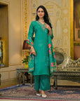 Emerald green organza suit set
