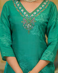 Emerald green organza suit set