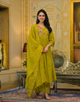 Olive green malchanderi suit set