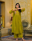 Olive green malchanderi suit set