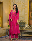Magenta pink malchanderi suit set