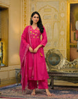Magenta pink malchanderi suit set