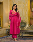 Magenta pink malchanderi suit set
