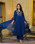 Navy blue malchanderi suit set