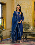 Navy blue malchanderi suit set