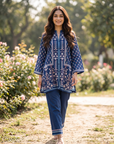 Navy Blue Boota Printed Cord Set