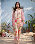 Peach Red Floral Printed Cord Set