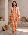 Peach Geometric Frame Printed Cord Set