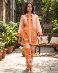 Peach Geometric Frame Printed Cord Set