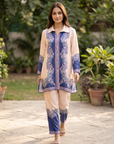 Peach & Navy Paisley Printed Cord Set