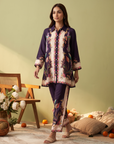 Purple Peacock Charm Printed Cord Set