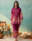 Plum Petals Floral Printed Cord Set