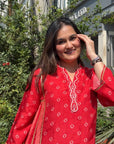 Laal Gul Strips Co-ord Set