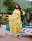 Citrine yellow floral suit set