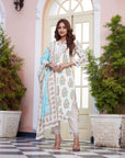 Green floral block suit set