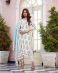 Green floral block suit set