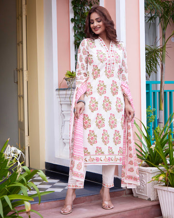 Floral pink block suit set