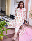 Floral pink block suit set