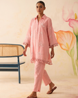 Blush Pink Floral Embroidered Co-Ord Set