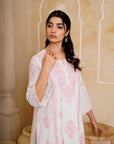 White & Pink Chikankari Suit Set
