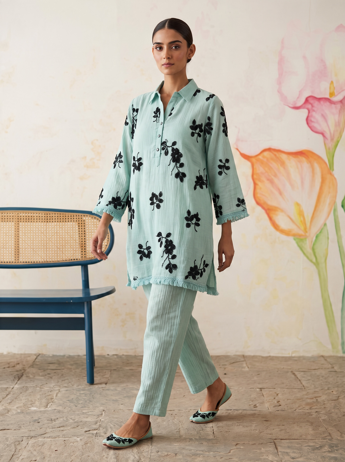 Mint Mogra Co-ord Set