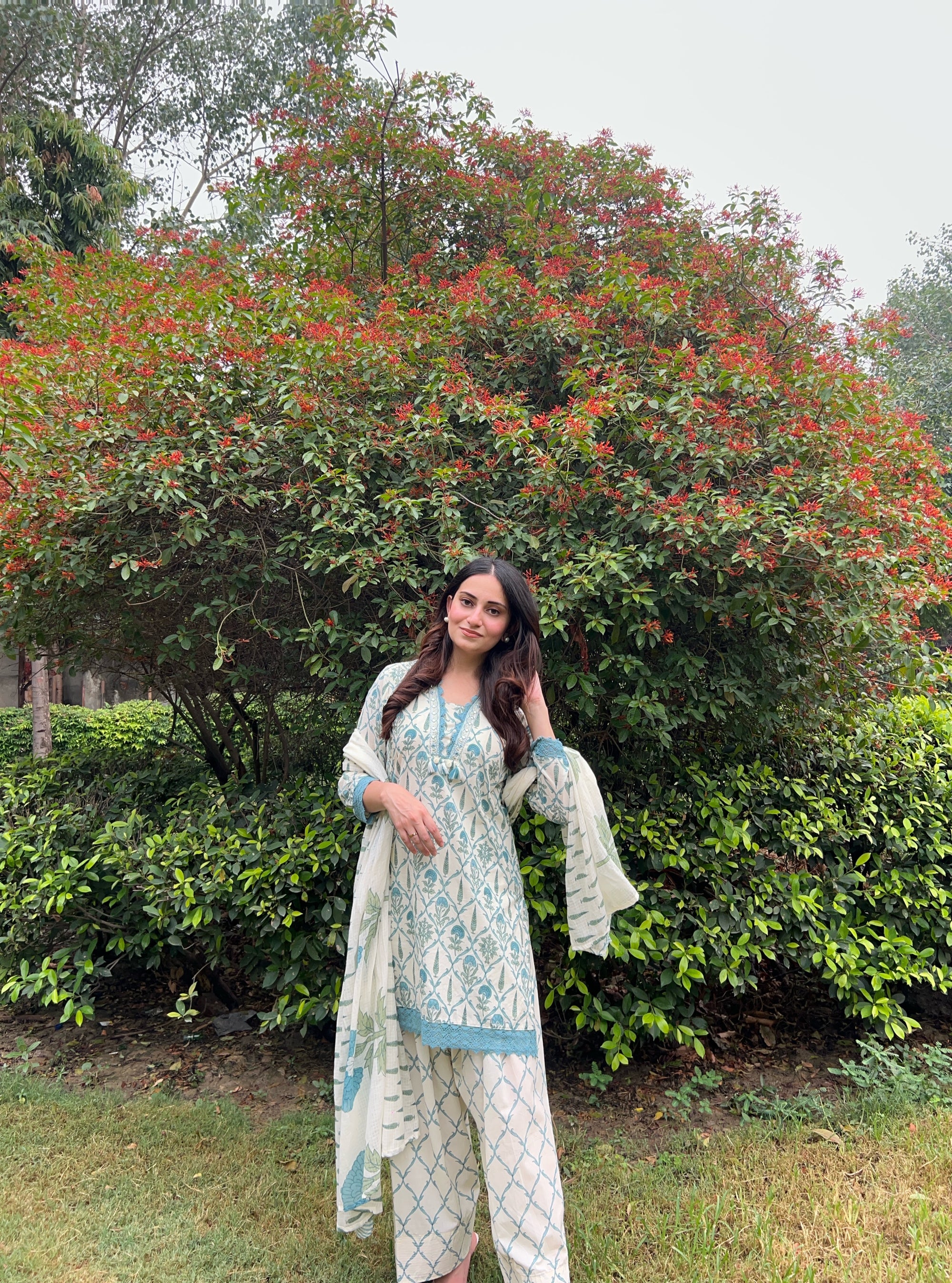 Teal Booti Farshi Suit Set