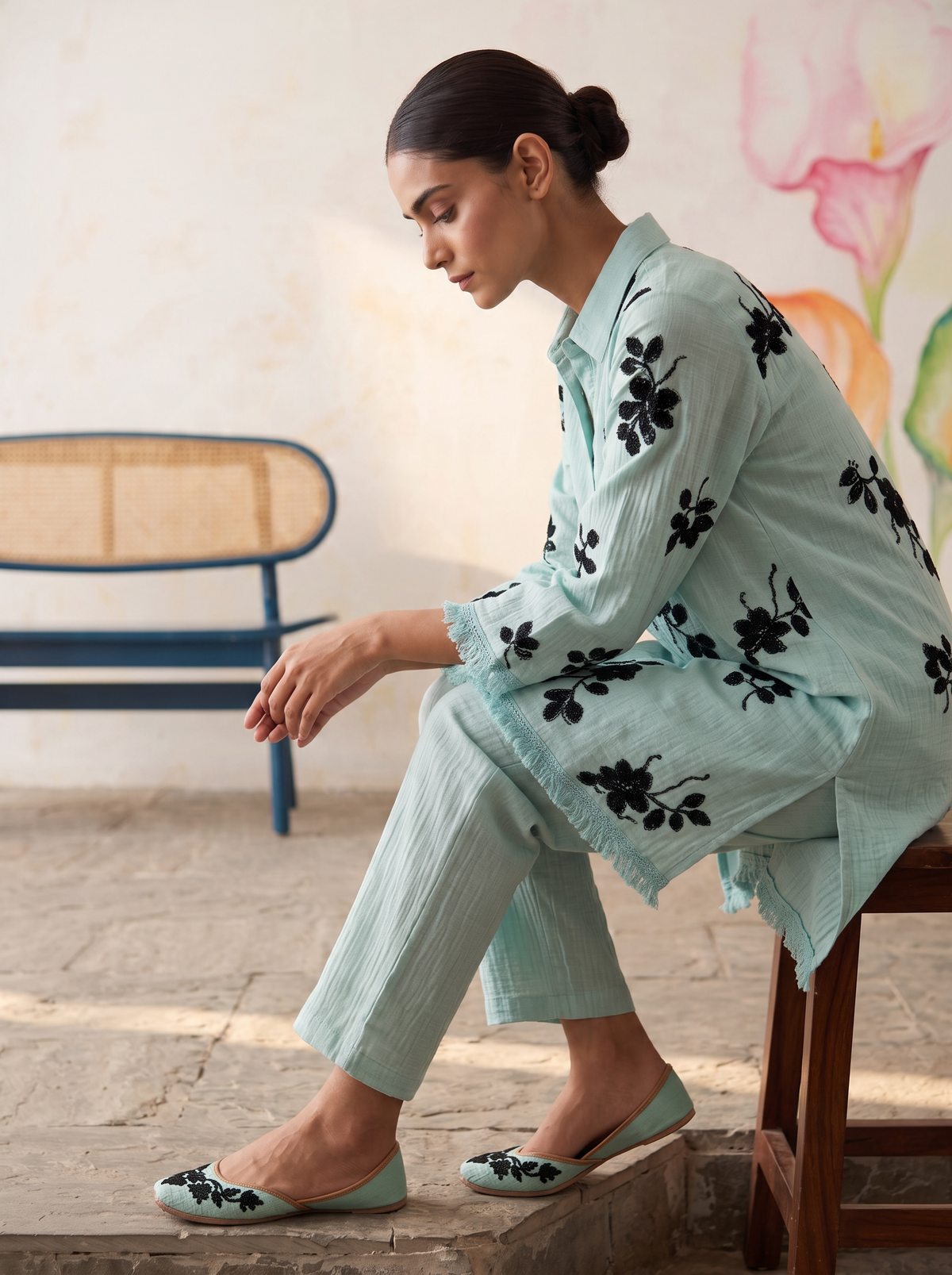 Mint Mogra Co-ord Set