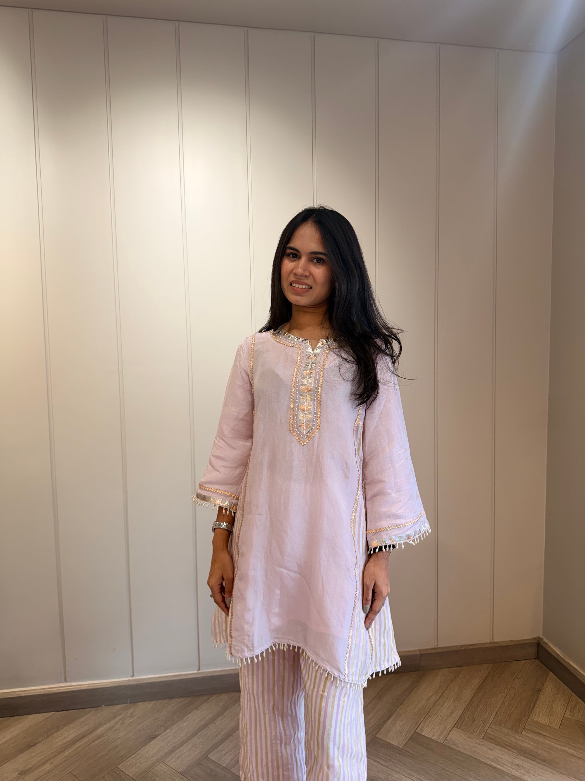 Rose Desi Gota strips Co-ord set