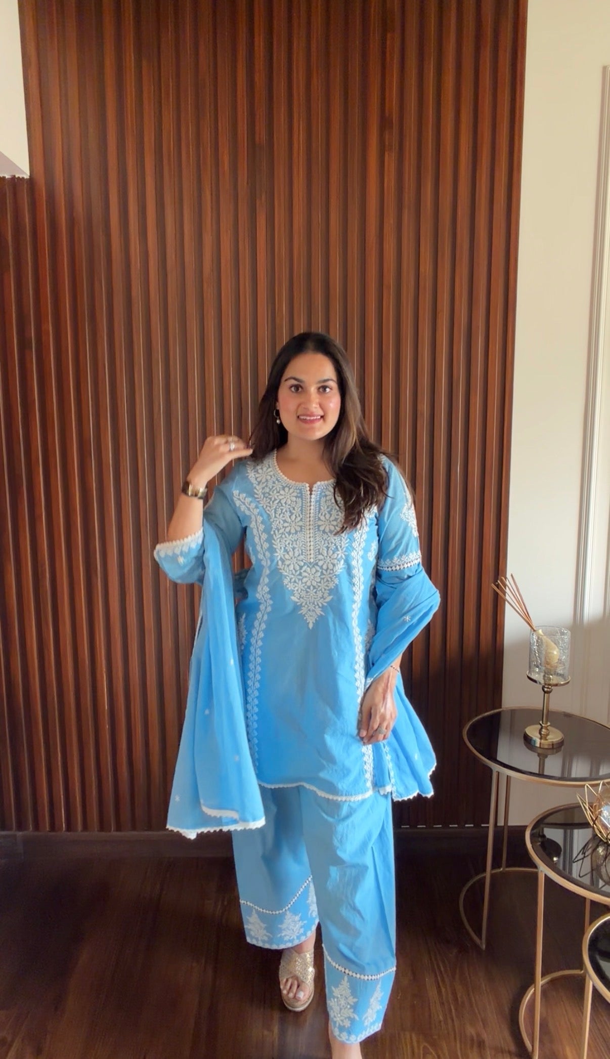 Blue Farshi Lucknowi Suit set