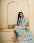 Blue Floral Petal Suit Set