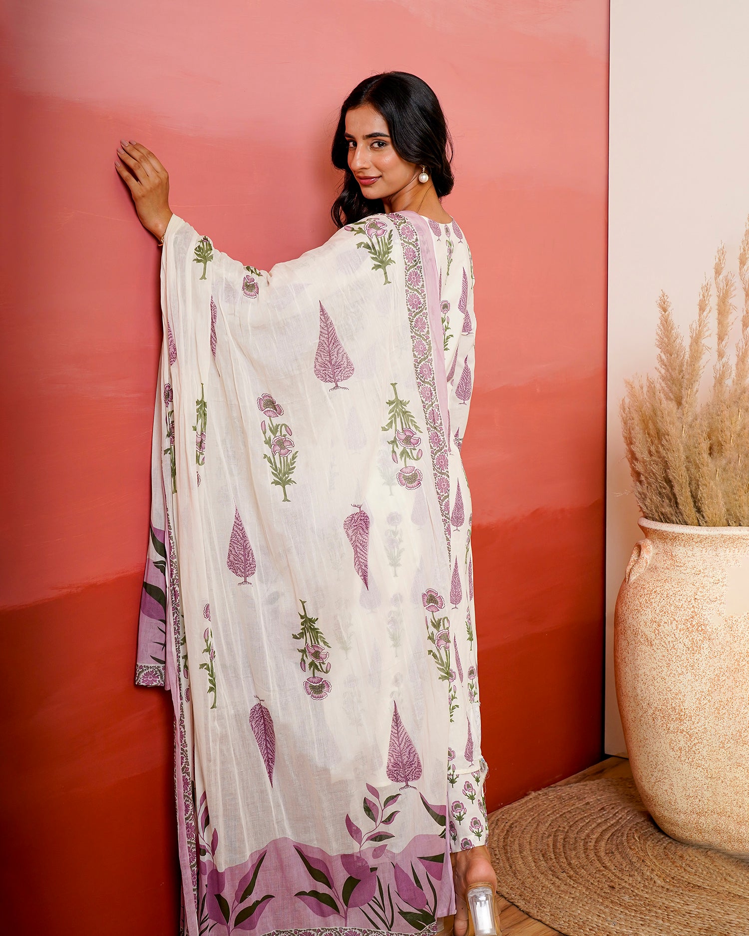 Mauve Phoolkari Booti Suit Set