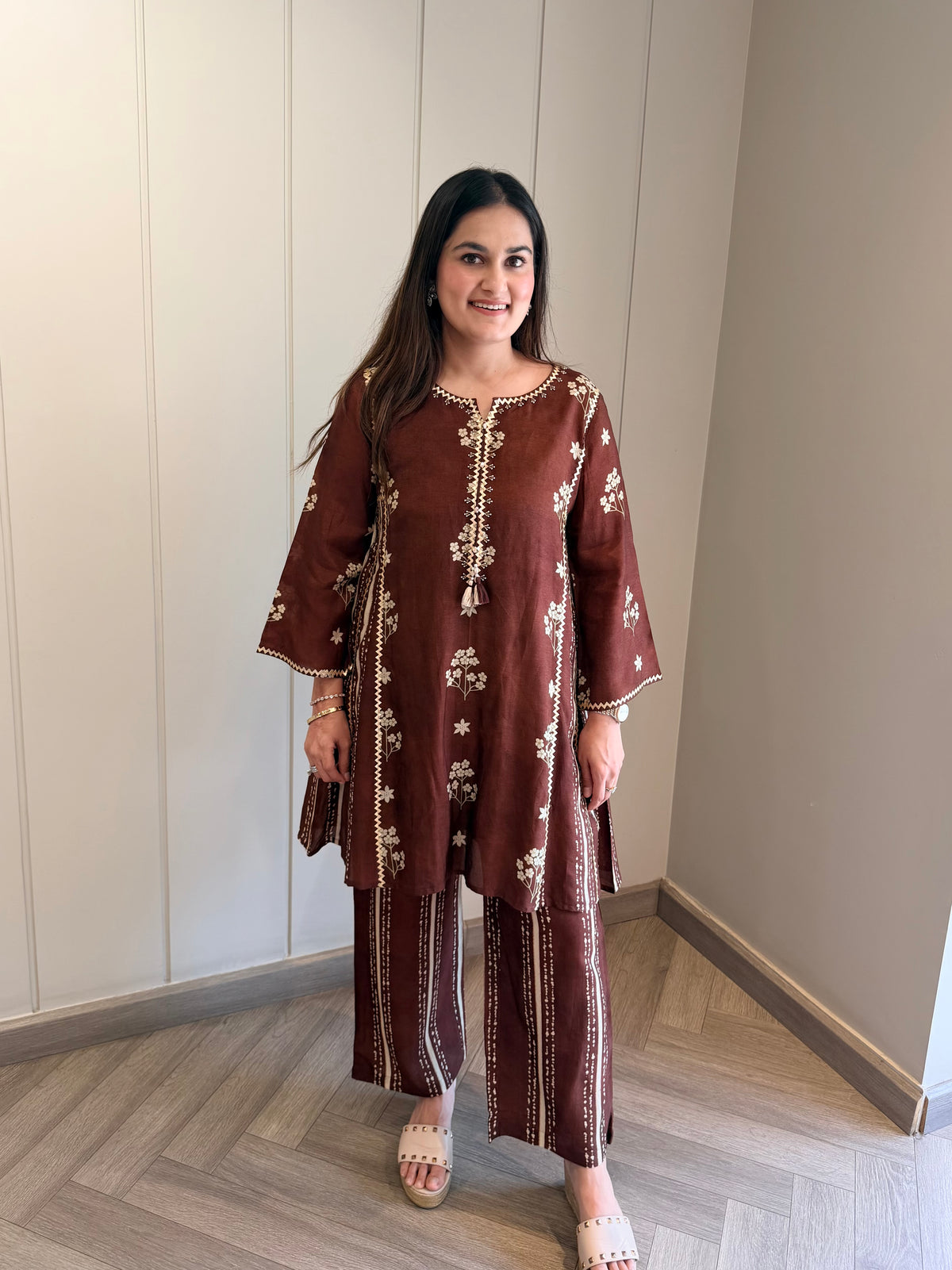 Mocha Mehfil Boota Co-ord Set
