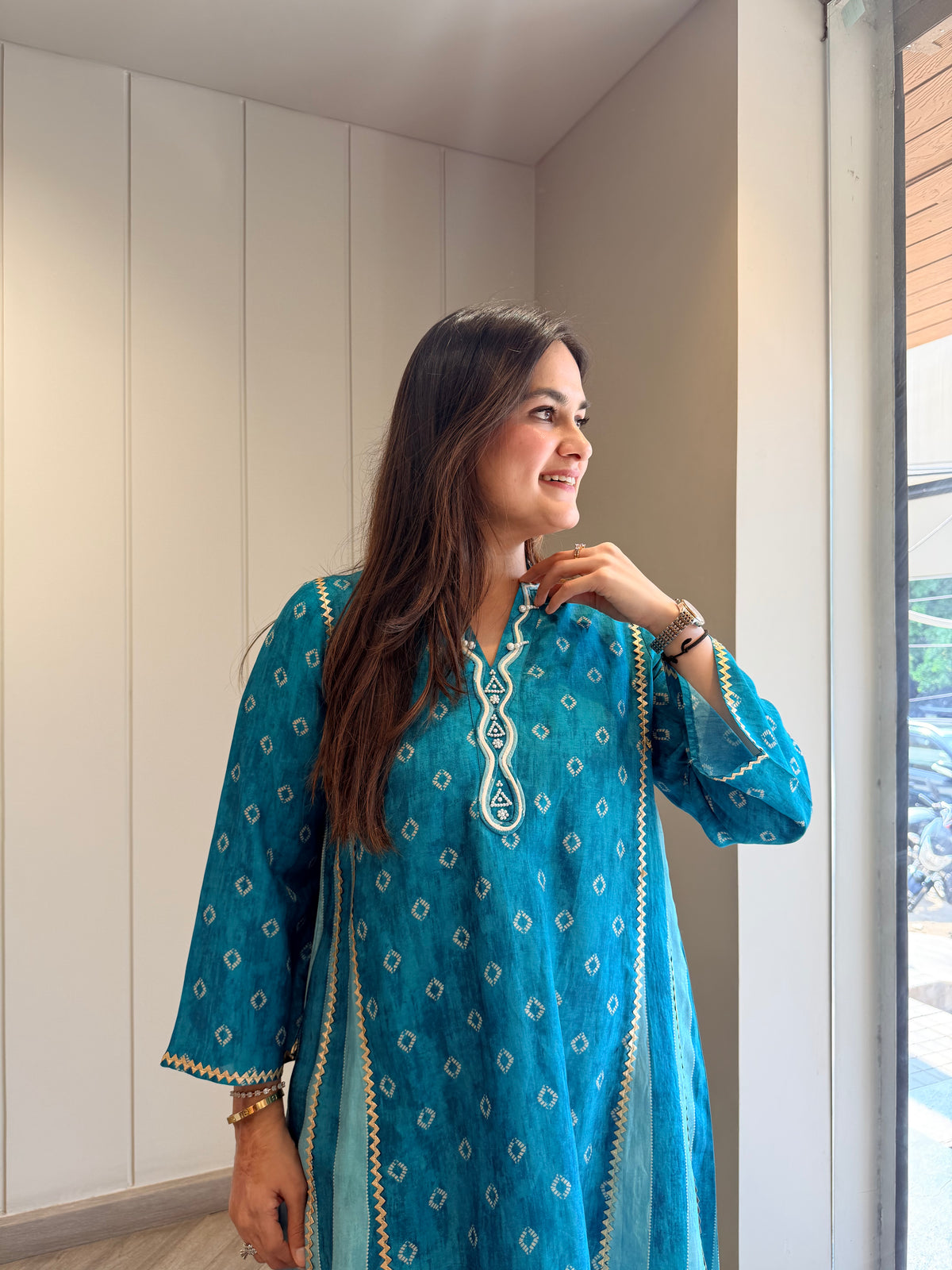 Aqua Noor Strips Co-ord Set