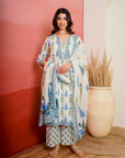 Blue Phoolkari Booti Suit Set