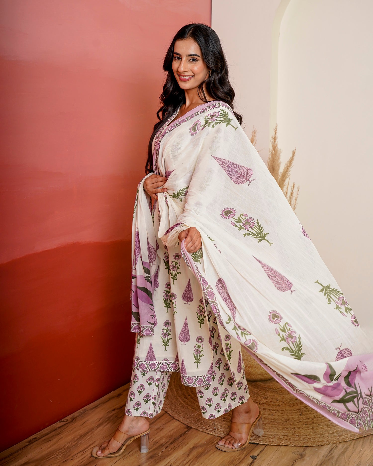Mauve Phoolkari Booti Suit Set