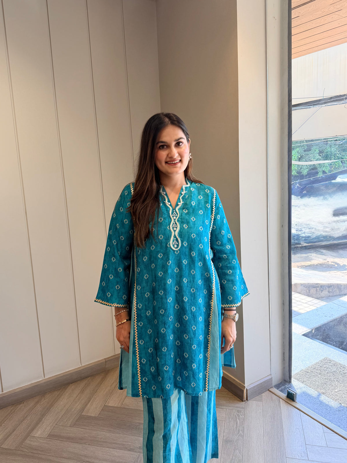 Aqua Noor Strips Co-ord Set