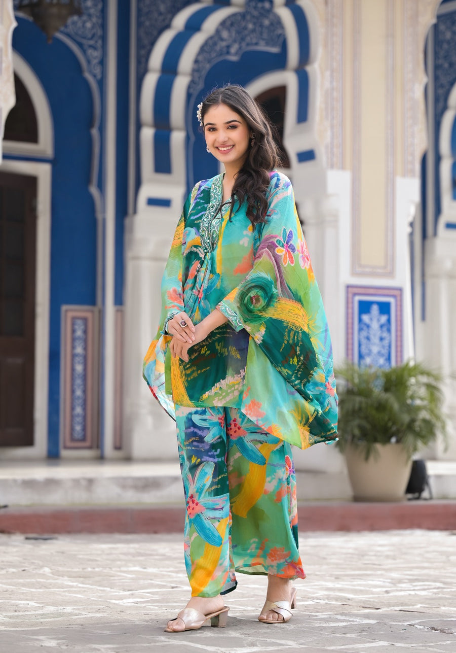 Green Forest Kaftan Co-ord SET