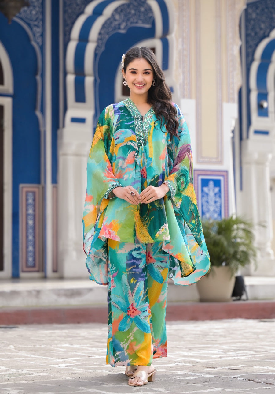 Green Forest Kaftan Co-ord SET