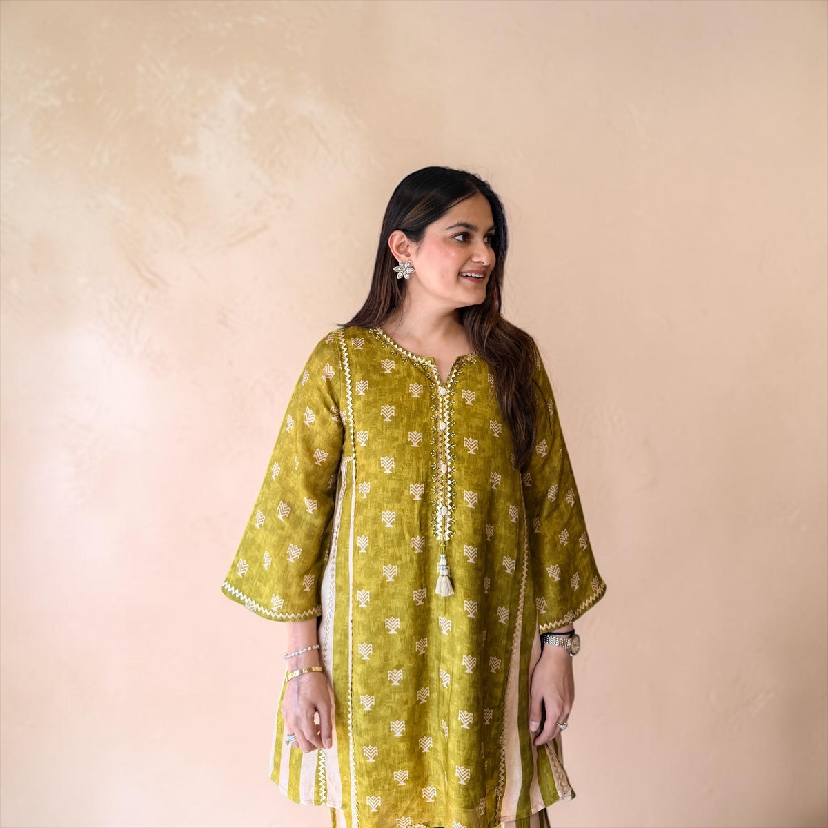 Meher Olive Boota Co-ord Set