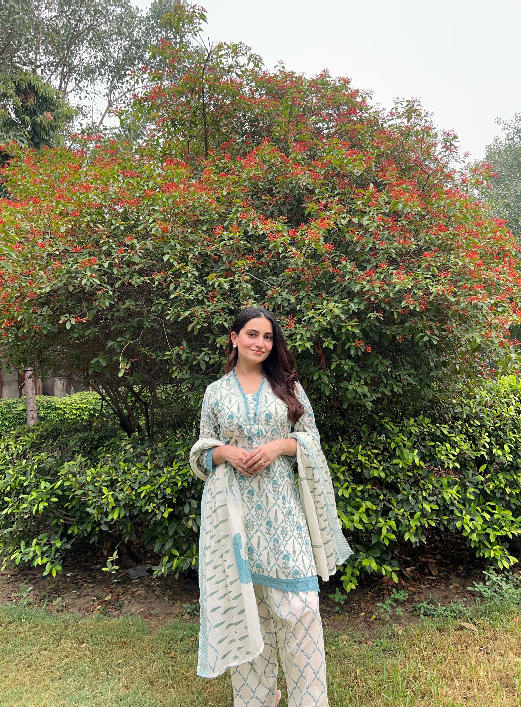 Teal Booti Farshi Suit Set