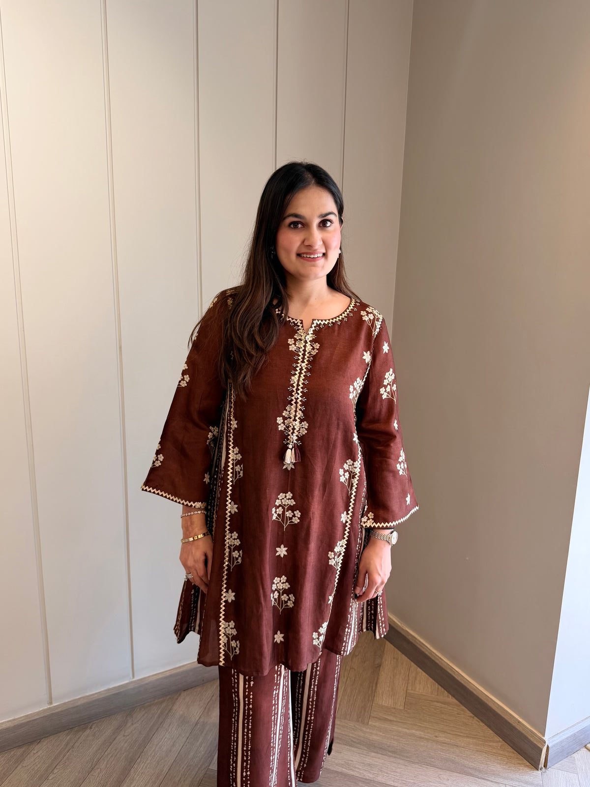 Mocha Mehfil Boota Co-ord Set