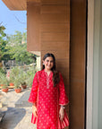 Laal Gul Strips Co-ord Set