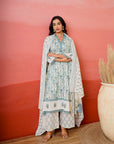 Teal Garden Booti Suit Set