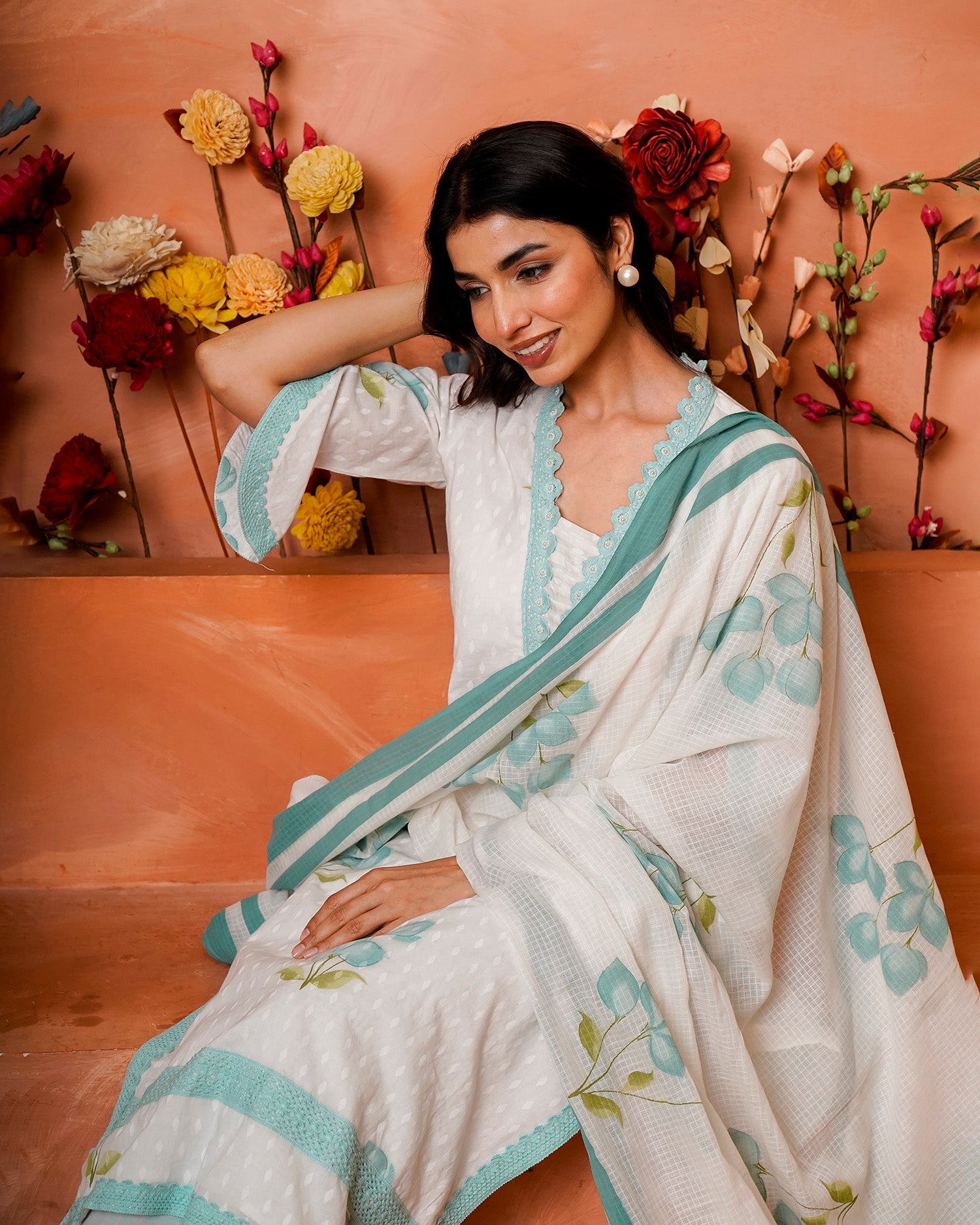 Sky Blush Petals Suit Set 