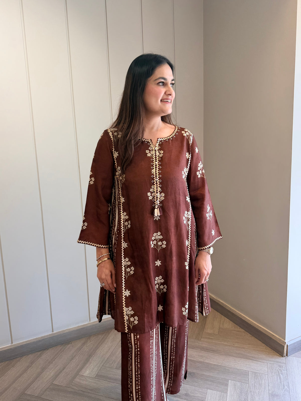 Mocha Mehfil Boota Co-ord Set