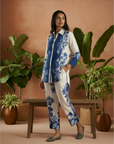 Blue scenic floral coordset