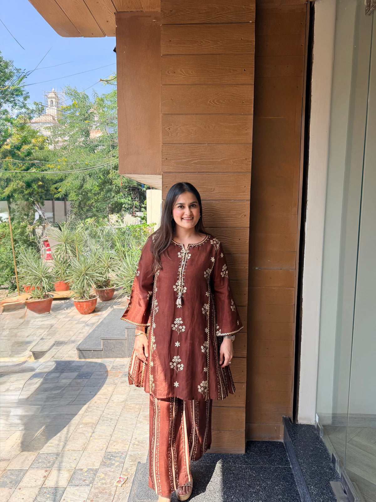 Mocha Mehfil Boota Co-ord Set
